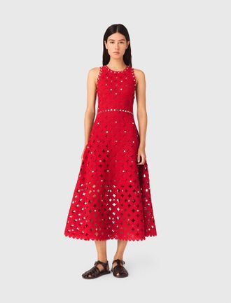 Maje Mirrored Crochet Dress - Red - Maje