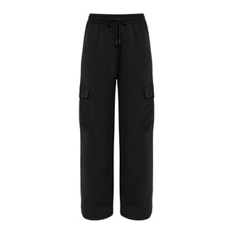 Woolrich Broeken, Dames, Zwart, M, Katoen, Katoenen broek met zijzakken