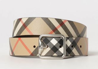 Burberry Cintura reversibile in cotone spalmato check e pelle con fibbia ad ardiglione