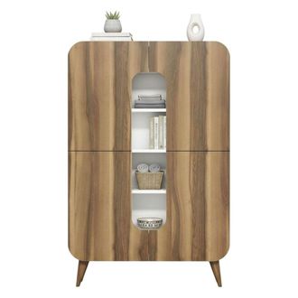 Dmora Aparador Betria, Buf&eacute; De Sal&oacute;n, Aparador De Sal&oacute;n, Despensa De Cocina, 93x32h144 Cm, Nogal Y Blanco, Con Embalaje Reforzado - Dmora