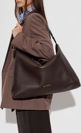 Etro Leather Bag Hobo L, Womens, Brown