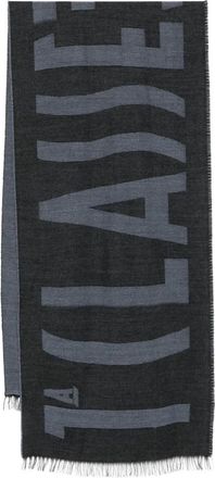 Alviero Martini 1A Classe Sciarpa con frange e logo - Grigio