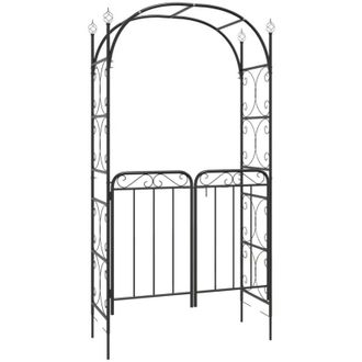 vidaXL Vidaxl - Arco De Jard&iacute;n Con Puerta Acero Negro 108x45x235 Cm