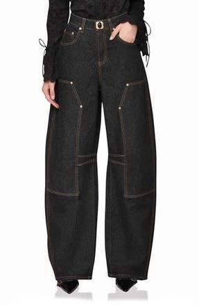 Avec Les Filles Barre Barrel Hem Jeans in Ebony Rinse at Nordstrom Rack, Size 25