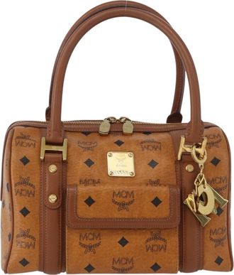 MCM Visetos Logogramme Leather Brown Leather Handbag (Pre-Owned)