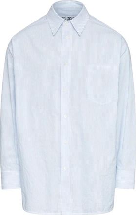 Maison Margiela Striped Poplin Shirt - Heren - Casual Overhemden - Blauw - S - Katoen - Overhemden