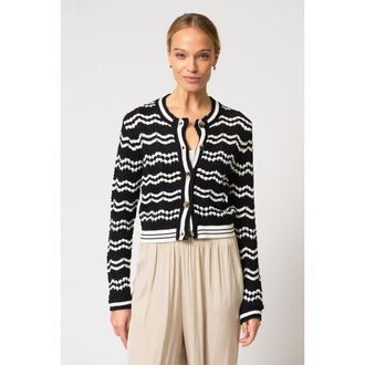 Central Park West Francie Novelty Crochet Cardi in Black/white at Nordstrom, Size X-Small