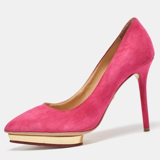 Charlotte Olympia Pink Suede Platform Pumps