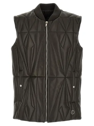 Rick Owens Brown Geometric Mock Collar Vest