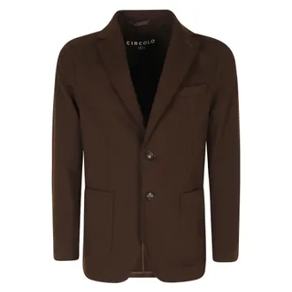 Circolo 1901 Jassen, Heren, Bruin, XL, Leer, Giacca Monopetto Blazer Fleece