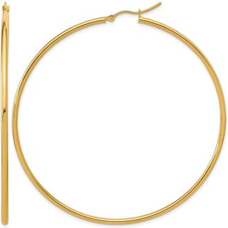 Diamond2Deal 14k Yellow Gold 2x70mm Round Hoop Earrings