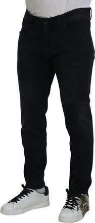 Dolce & Gabbana Mens Black Angel Embroidery Skinny Denim Jeans Clothing