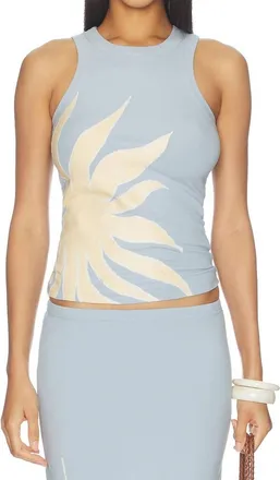 Never Fully Dressed Sol Ribbed Tank Top In Ice Blue