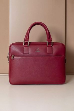 D'Arienzo Borsa Ventiquattrore in pelle di vitello rossa saffiano tasca zip DArienzo, Seleziona Taglia Unica, Colore Rosso