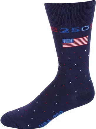 Trafalgar Store Founders 250 Polka Dot Mid Calf Mercerized Cotton Socks in Navy Blue With Polka Dots at Nordstrom