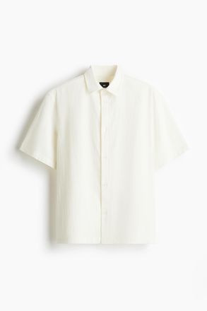H&M Hemd mit Struktur in Regular Fit - White