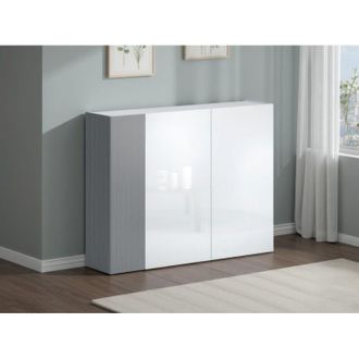 Dmora Zapatero Caresan, Armario Para 28 Pares, 10 Estantes Made In Italy, 12 Espacios, 145x34x115h Cm Blanco Brillante