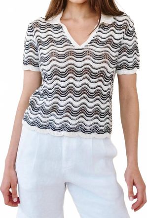 Bella Dahl Short Sleeve Collar Sweater In Moonlit Waves