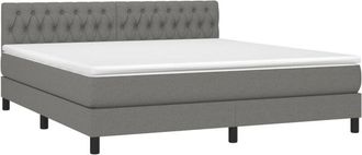 vidaXL Vidaxl - Cama Box Spring Colch&oacute;n Y Luces Led Tela Gris Oscuro 180x200 Cm