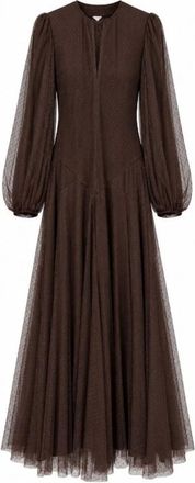 Twinset Uitlopende maxi-jurk - Dames - Jurken - Bruin - Maat: S Poliester