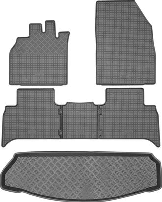 OEM Renault Grand Scenic Iv Minivan De 2017 Set - Alfombrillas De Goma Para Coche + Alfombrilla Para Maletero