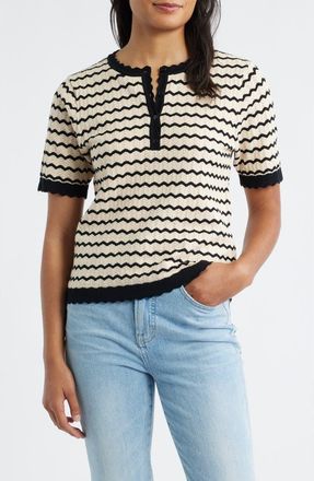 Wit & Wisdom Stripe Knit Top in Ecru/Black at Nordstrom, Size X-Small