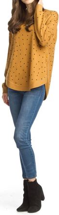 Papillon Polka Dot Knit Sweater With Side Button Details In Mustard