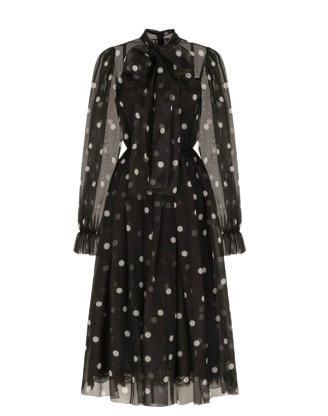 Dolce & Gabbana Dolce & Gabbanna Black Semi Sheer Polka Dot Dress Size XS