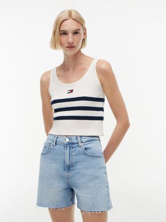 Tommy Hilfiger Womens Tommy Jeans Striped Sweater Tank Top - Ancient White Stripe - XL