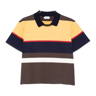 Versace Polo Shirts, female, Multicolor, Size: XS Logo-embroidered Cotton Polo Shirt