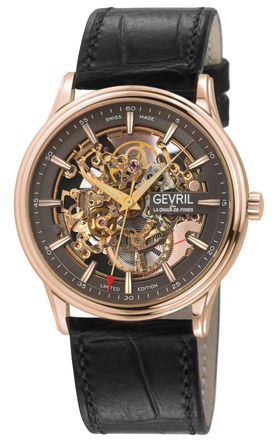Gevril Group 321.74.72 Mens Five Points Skeleton Swiss Made Automatic, Slim ETA 2892 - Black