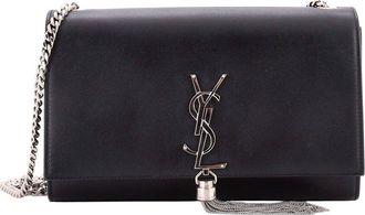 Saint Laurent Black Sheep Leather Classic Monogram Tassel Crossbody Medium (Authentic Pre-Loved)