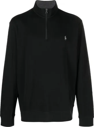 Polo Ralph Lauren logo patch half-zip pullover - men - Cotton/Viscose/Other Materials - S - Black