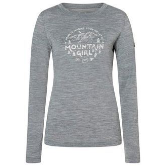 super.natural Mountain Girl L/S Merinoshirt f&uuml;r Damen | grau/wei&szlig;
