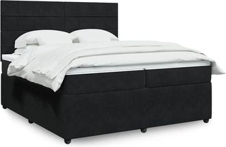 vidaXL Cama Box Spring Con Colch&oacute;n Terciopelo Negro 200x200 Cm Vidaxl