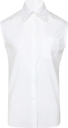 N&deg;21 Witte Mouwloze Kraag Shirt - Dames - Overhemden - Wit - XS - Katoen - Overhemden