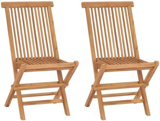 vidaXL Folding Garden Chairs 2 pcs Solid Teak Wood vidaXL