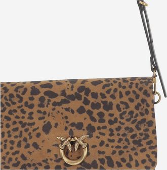 Pinko Womens Suede Bag With Animal Print Shoulder