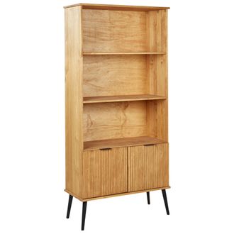 Beliani Librer&iacute;a Estanter&iacute;a Estantes 2 Puertas Madera Clara Timmins