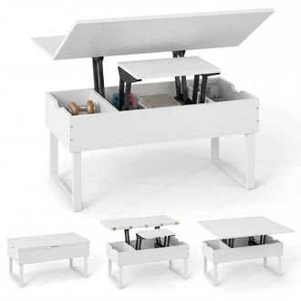 Costway Costway Lift Top Coffee Table 3-in-1 Convertible Coffee Table Cocktail Table in White