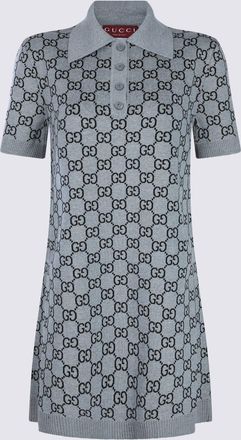 Gucci Grey And Black Wool Dress