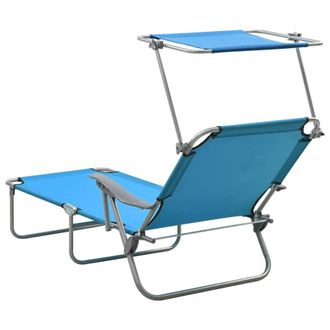 Berkfield Home Sun Lounger with Canopy Steel Blue