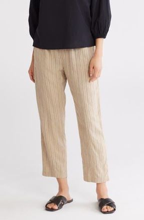 Caslon Pull-On Linen Blend Pants in Tan Safari Amy Stripe at Nordstrom Rack, Size Xx-Small