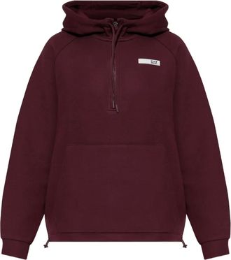 Emporio Armani long-sleeve half-zip hoodie - women - Cotton/Polyester - S - Red