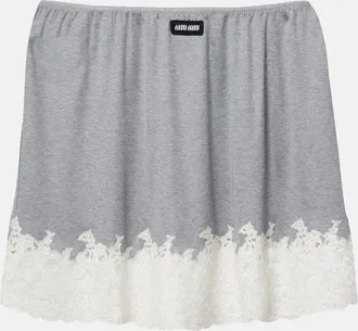 Miu Miu Lace-trimmed silk miniskirt