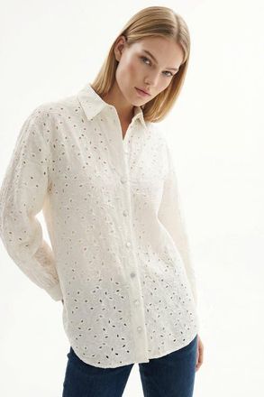 Exquise Marlee Broderie Anglaise Shirt in Ecru at Nordstrom, Size X-Large