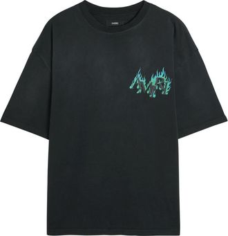 Amiri Flames Printed Cotton T-shirt - Black - XL