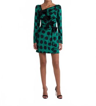 Saloni Kelly Mini B Dress In Emerald Giant Polka