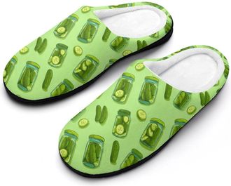 Generic Pickle Jar Print Men Slippers Funny House Shoes Cotton Slipper for Indoor Outdoor