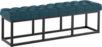 Clp Banco con patas de metal y asiento en tela azul